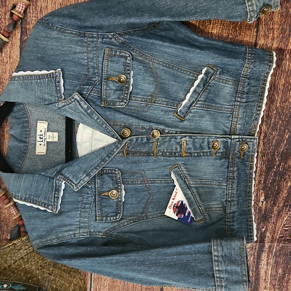 lei Jackets & Blazers - HANDMADE" ☆OKD  "L.e.i." "WINDOW FLOWERS" UpPURPOSED JEAN JACKET! 💙 LG